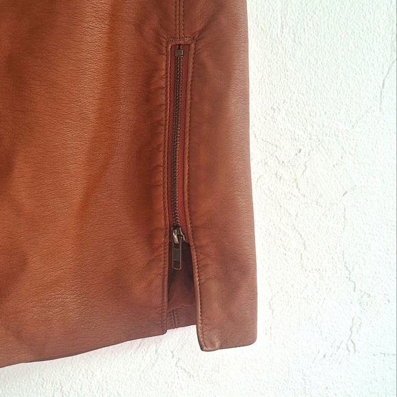 Free People Midnight Magic Faux Leather Cognac Brown Belted Women's Mini Skirt 8 - Picture 5 of 8